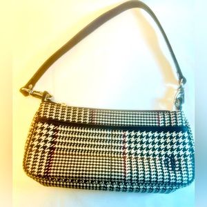 Lauren Ralph Lauren Pochette Houndstooth Canvas Mini Bag Retro 90s Y2K EUC